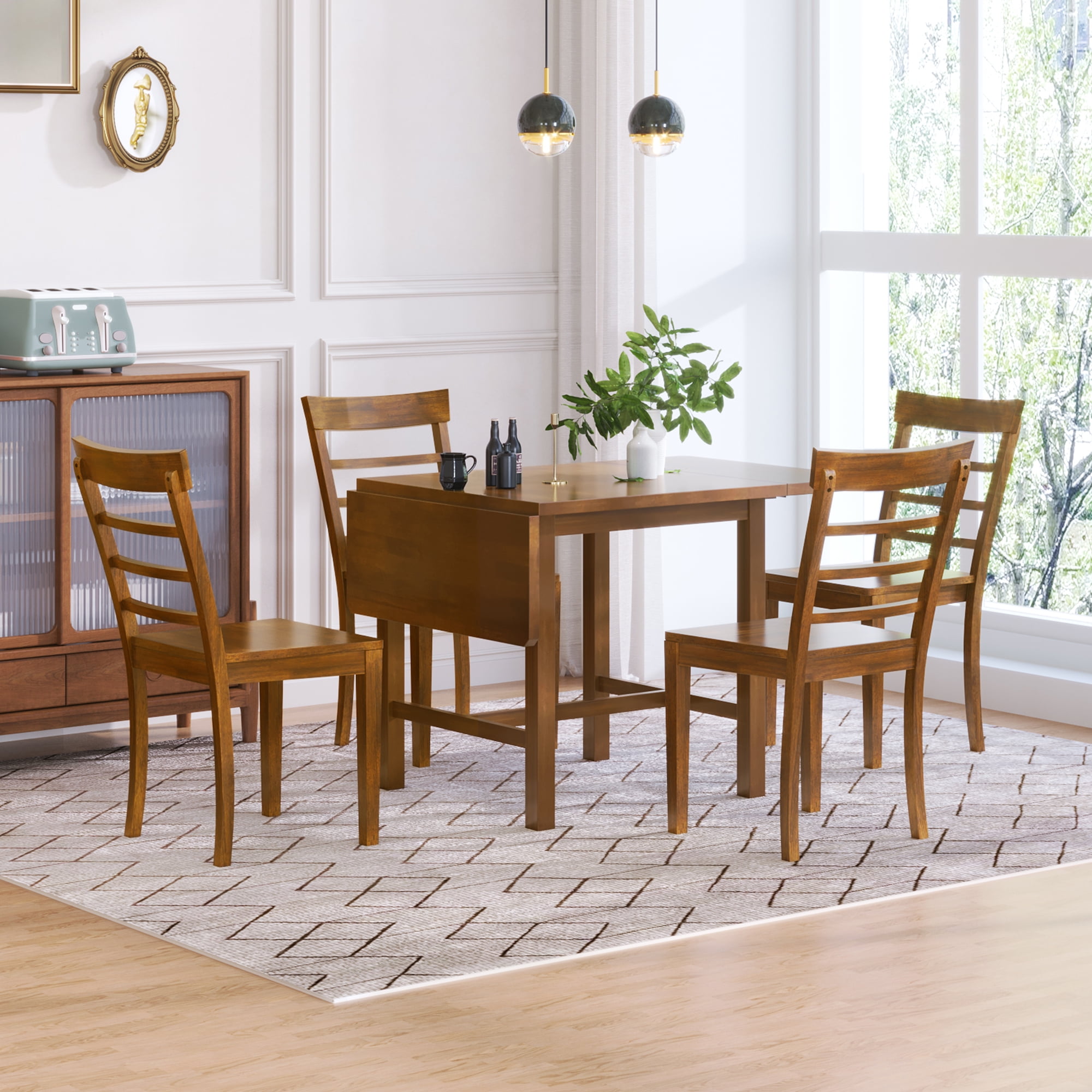 Royard Oaktree 5piece Dining Table Set with Drop Leaf Dining Table and