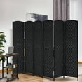 thumbnail image 1 of Royard Oaktree 6 Panel Folding Privacy Screen, 6' Tall Wicker Weave Room Divider with Wood Frame, Freestanding Wall Partition for Home Office Bedroom Living Room, Black, 1 of 7