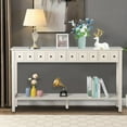 thumbnail image 1 of Retro Console Table, Rustic Entryway Table 60" Long Sofa Table with Storage Drawers and Bottom Shelf for Living Room, Entrance, Foyer, Antique White, 1 of 7