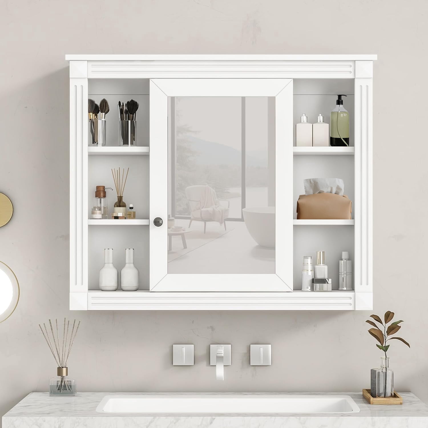 Royard Oaktree Bathroom Medicine Cabinet with Mirror, Modern Wall ...