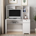 thumbnail image 1 of Royard Oaktree Computer Desk with Outlets and USB Charging Ports, 50" Wood Writing Study Desk with Hutch & Bookshelf, Home Office Desk with Storage Cabinet and Drawer, Modern Laptop PC Desk, White, 1 of 7