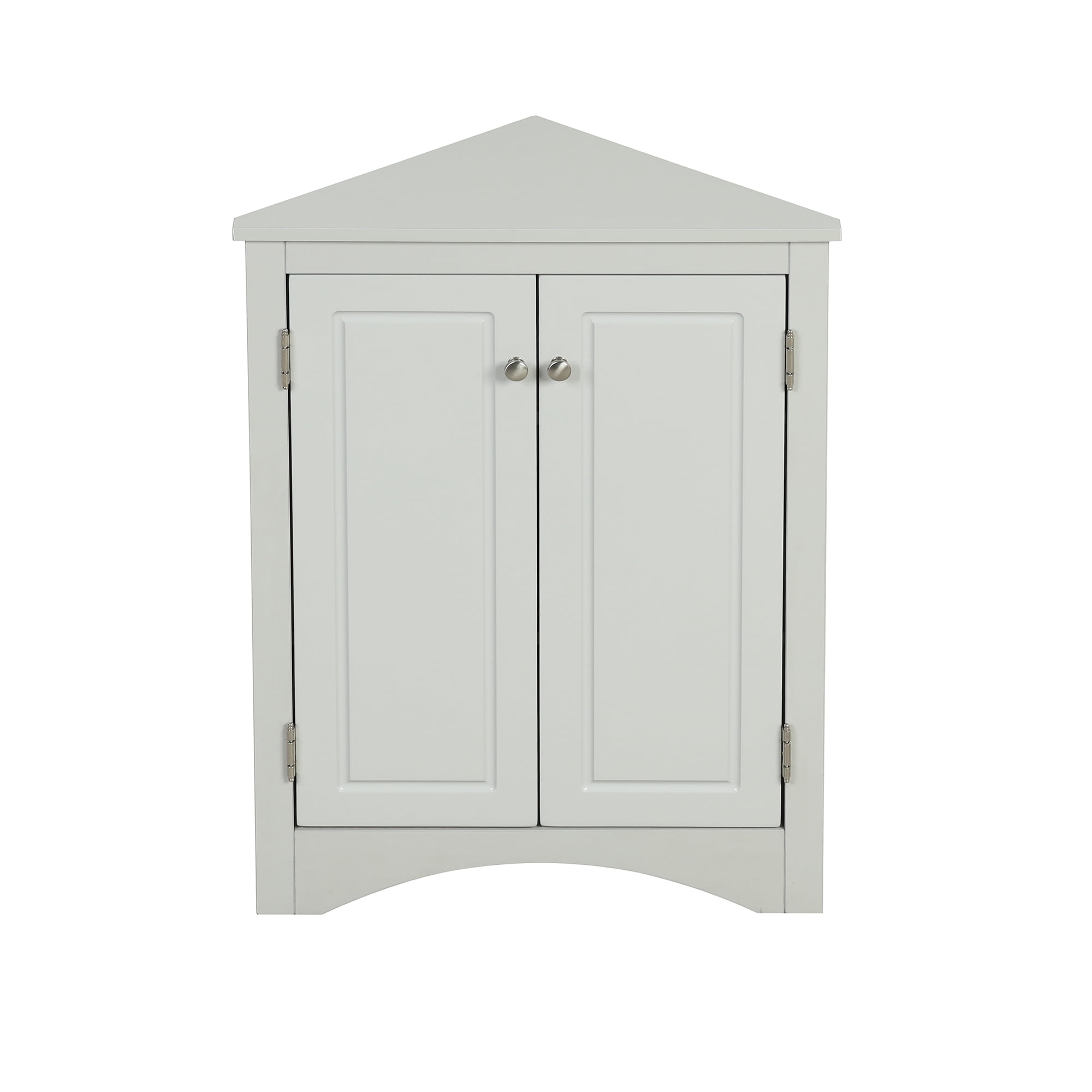 Royard Oaktree Corner Storage Cabinet with Doors and 3 Adjustable Shelves Freestanding Floor Bathroom Cabinet Modern Cupboard Organizer for Kitchen Living Room Bedroom,Grey