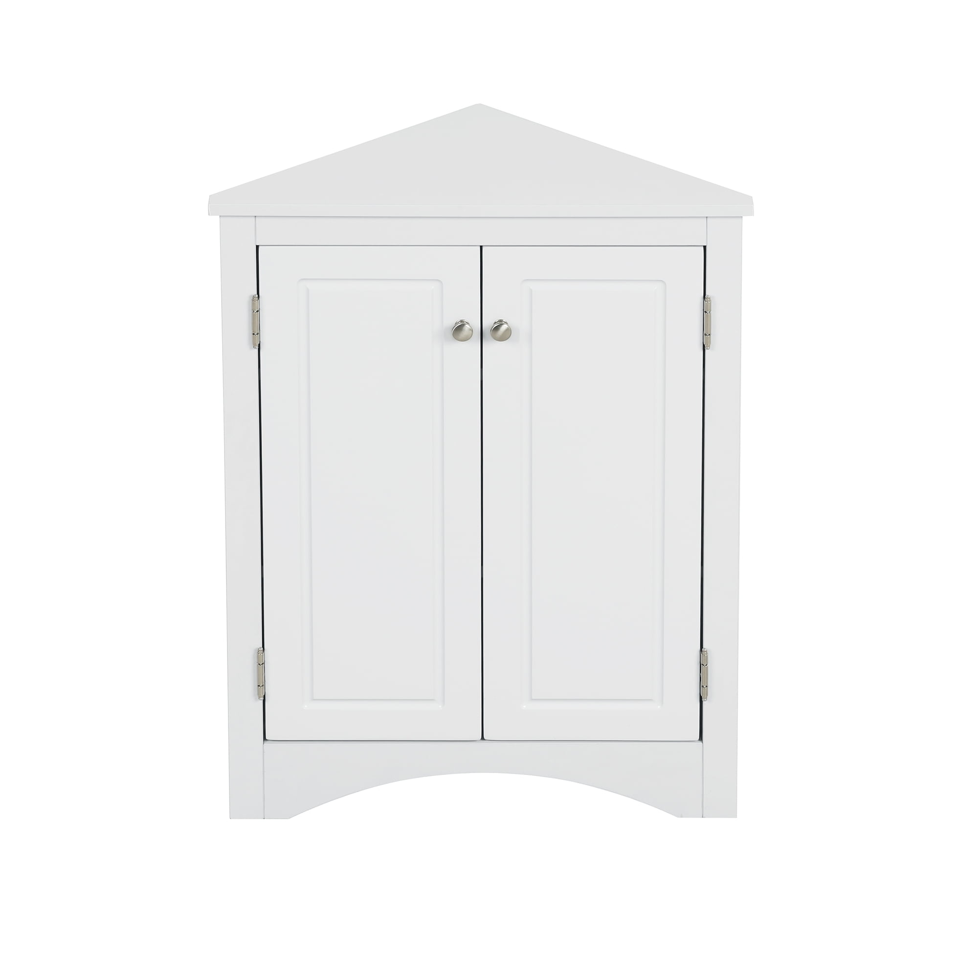 Royard Oaktree Corner Storage Cabinet with Doors and 3 Adjustable Shelves Freestanding Floor Bathroom Cabinet Modern Cupboard Organizer for Kitchen Living Room Bedroom,White