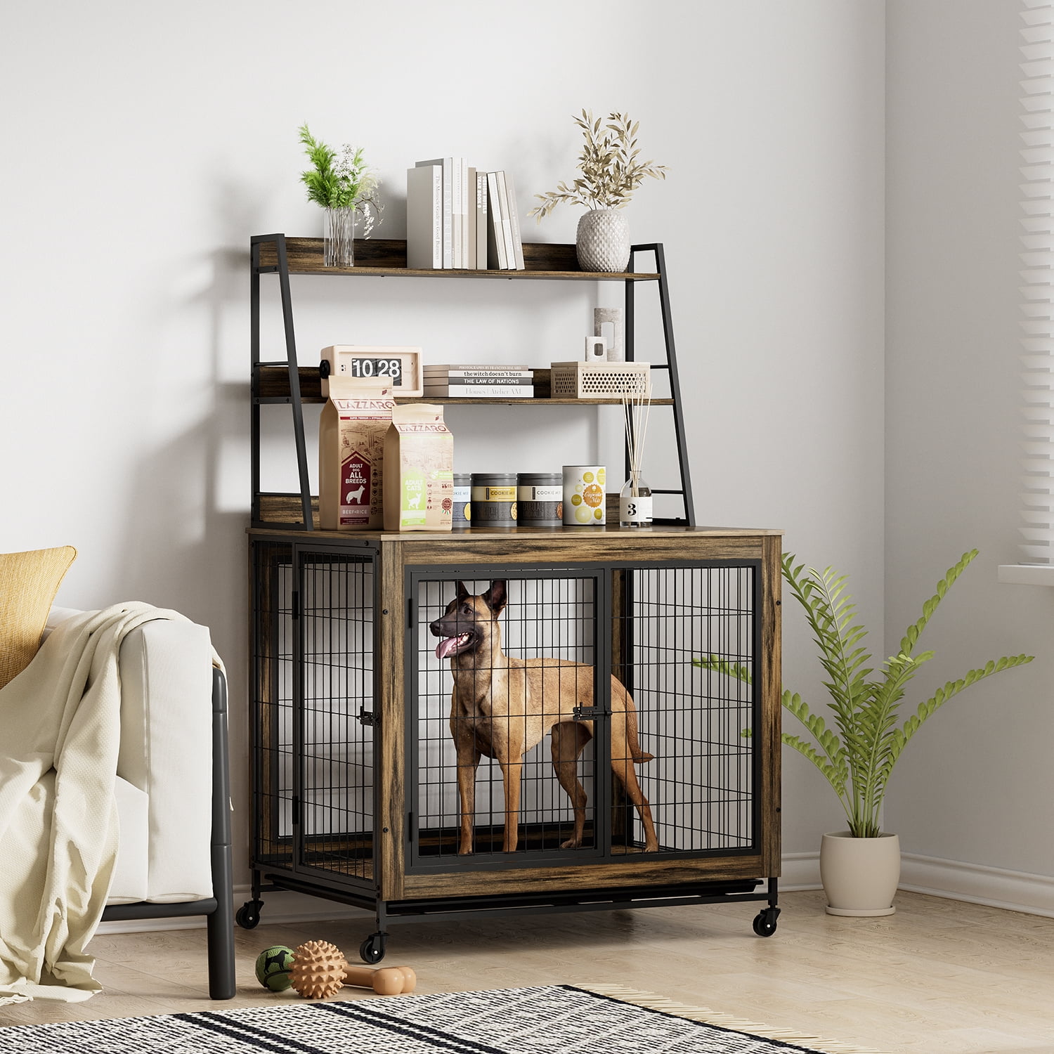 Royard Oaktree Dog Crate with Double Doors, Furniture Style Dog Crate ...