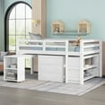 thumbnail image 1 of Royard Oaktree Full Loft Bed with Freestanding 3-Drawer Chest, Bookcase, and Rolling Portable Desk Wood Low Loft Bed Frame with Ladder and Guardrails White, 1 of 7