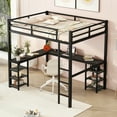 Royard Oaktree Full Size Loft Bed with L Shaped Desk and Storage