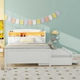 thumbnail image 1 of Royard Oaktree Full Size Platform Bed with Storage Headboard and LED Light, Multi-functional Bed Frame with Twin Size Trundle and 3 Drawers, Wood Storage Bed with Slat Support, White, 1 of 7