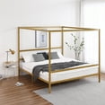 thumbnail image 1 of Royard Oaktree King Size Metal Canopy Bed Frame Modern Four-Poster Platform Bed Frame with Built-in Headboard and Strong Metal Slat Support， No Box Spring Needed， Gold, 1 of 6