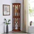 thumbnail image 1 of Lighted Curio Cabinet w/Adjustable Shelves, 5-tier Corner Display Case w/Mirrored Back & Glass Doors, 1 of 7