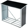 thumbnail image 1 of Royard Oaktree Metal Firewood Storage Shed, Galvanized Steel Outdoor Log Rack with Roof, Weather-Resistant Tool Shed Log holder with Foundation for Patio, Garden, Backyard, Lawn, Dark Grey, 1 of 7
