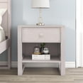 thumbnail image 1 of Royard Oaktree Nightstand with Drawer and Open Storage Compartment, Rustic Wooden Bedside Tabel with Cable Hole, Sofa End Side Table for Living Room, Bedroom, Antique White, 1 of 7