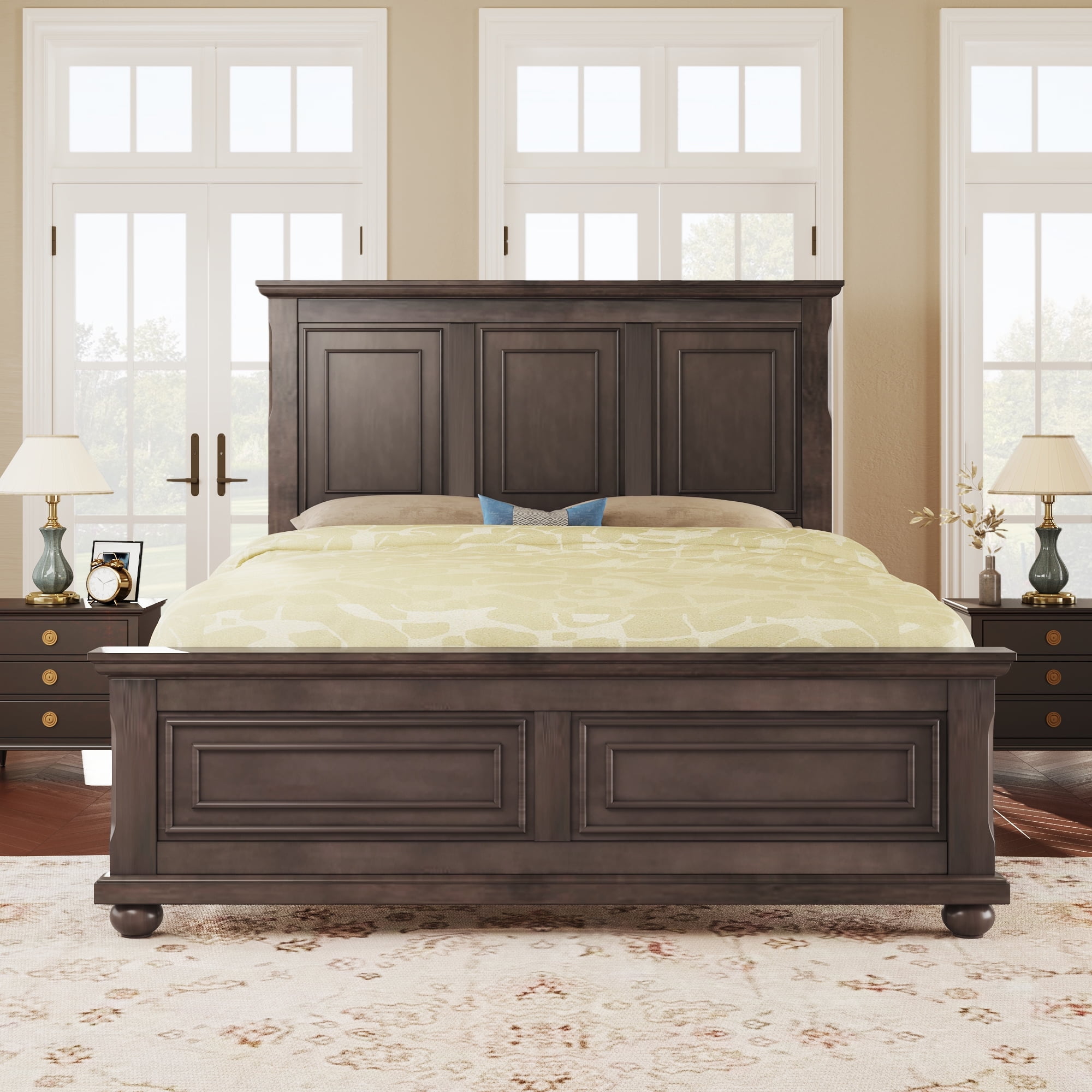 Royard Oaktree Queen Size Platform Bed with High Headboard, Traditional ...