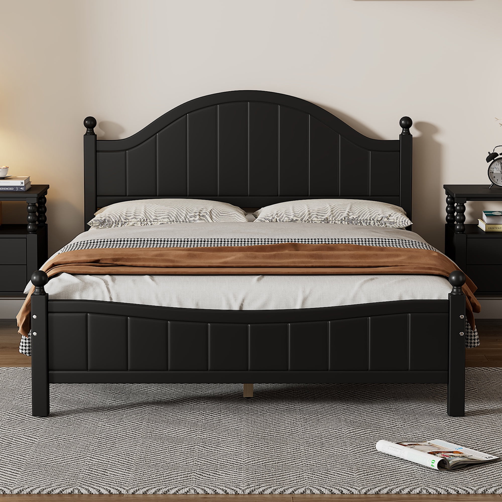 Royard Oaktree Queen Size Traditional Concise Style Platform Bed Solid ...