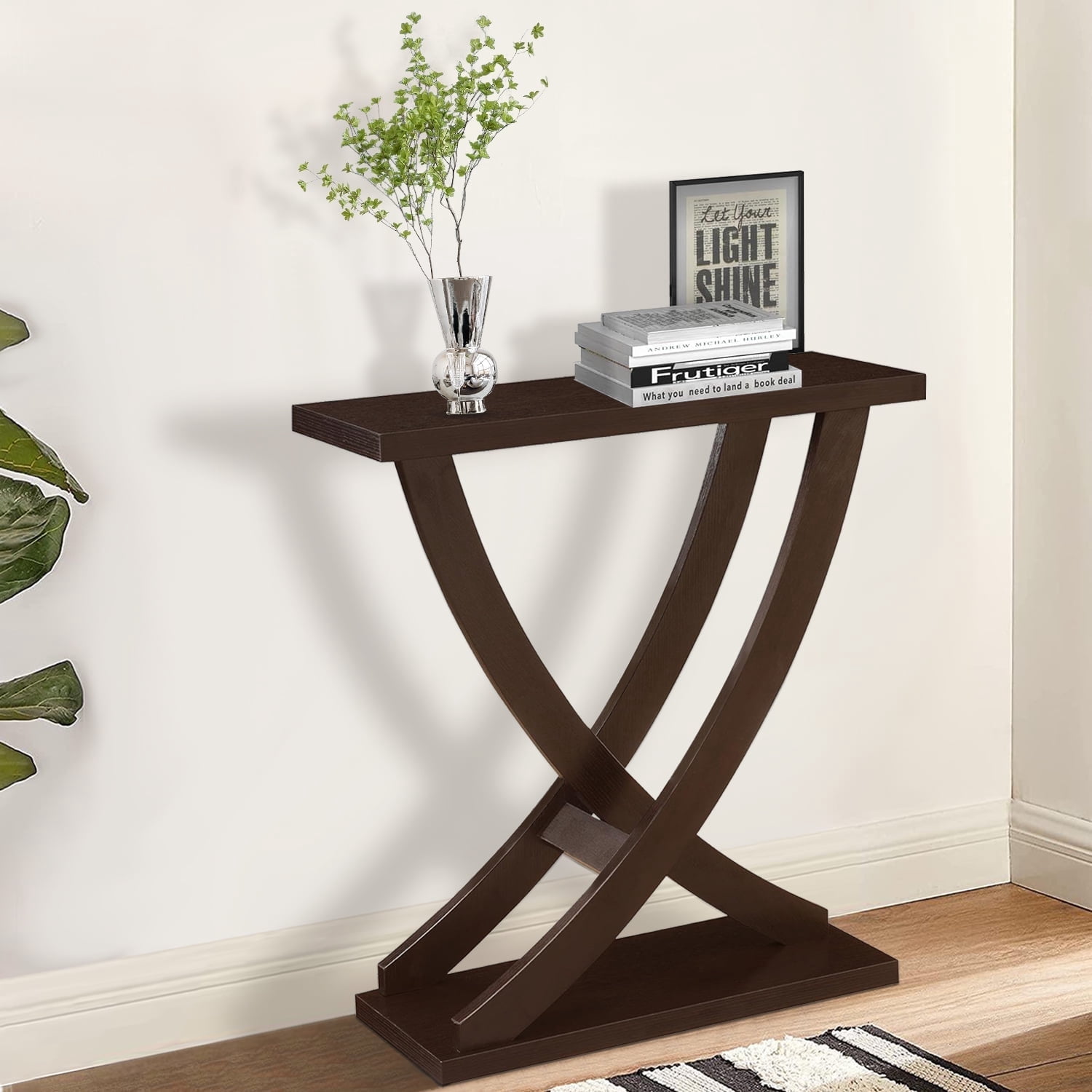 Royard Oaktree Small Console Table, Rustic Entryway Table with Curved Intersecting Legs for Hallway