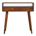 thumbnail image 1 of Royard Oaktree Solid Wood Curved Console Table w/Drawers, Vintage Entryway Table w/Open Shelves, 1 of 9