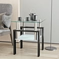 thumbnail image 1 of Royard Oaktree Square End Table, Tempered Glass Side Table with Shelf and Metal Legs for Living Room, 1 of 7