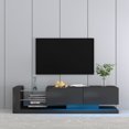 thumbnail image 1 of Royard Oaktree High Gloss TV Stand w/LED Lights, Charge Station, and Glass Shelves for TVs up to 75", 1 of 7