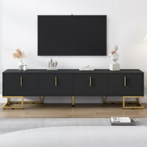 Royard Oaktree TV Stand for up to 75" TVs, Modern Media Console w/4 Cabinet Doors & Adjustable Shelves