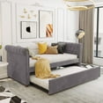 thumbnail image 1 of Royard Oaktree Twin Size Daybed with Trundle, Upholstered Sofa Bed Frame with Twin Size Trundle Bed, 1 of 7