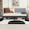 thumbnail image 1 of Royard Oaktree Twin Size Upholstered Daybed, L-Shaped Linen Corner Sofa Bed Frame for Living Room, 1 of 7