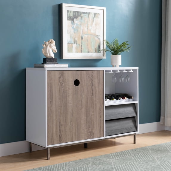 Royard Oaktree Wooden Sideboard Buffet Cabinet with Wine Rack, Drawers, Glass Holder & Doors
