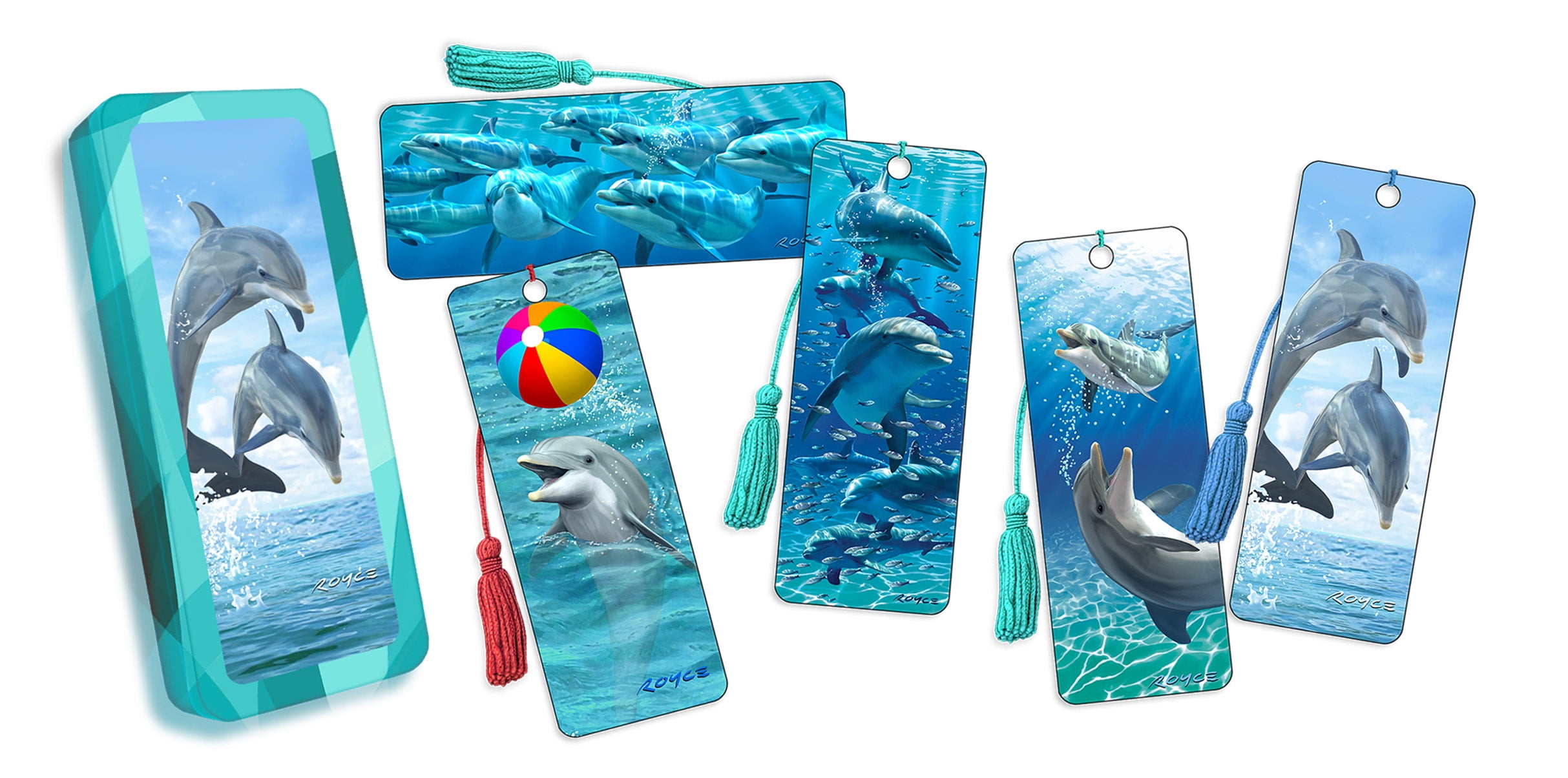 Royce Bookmark Collection - Dolphins - 5 Bookmarks with a collector tin