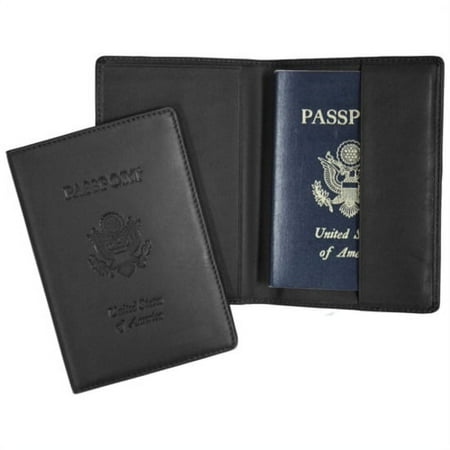 Royce Leather Passport Holder and Travel Document Organizer in Leather, Black 3, One Size