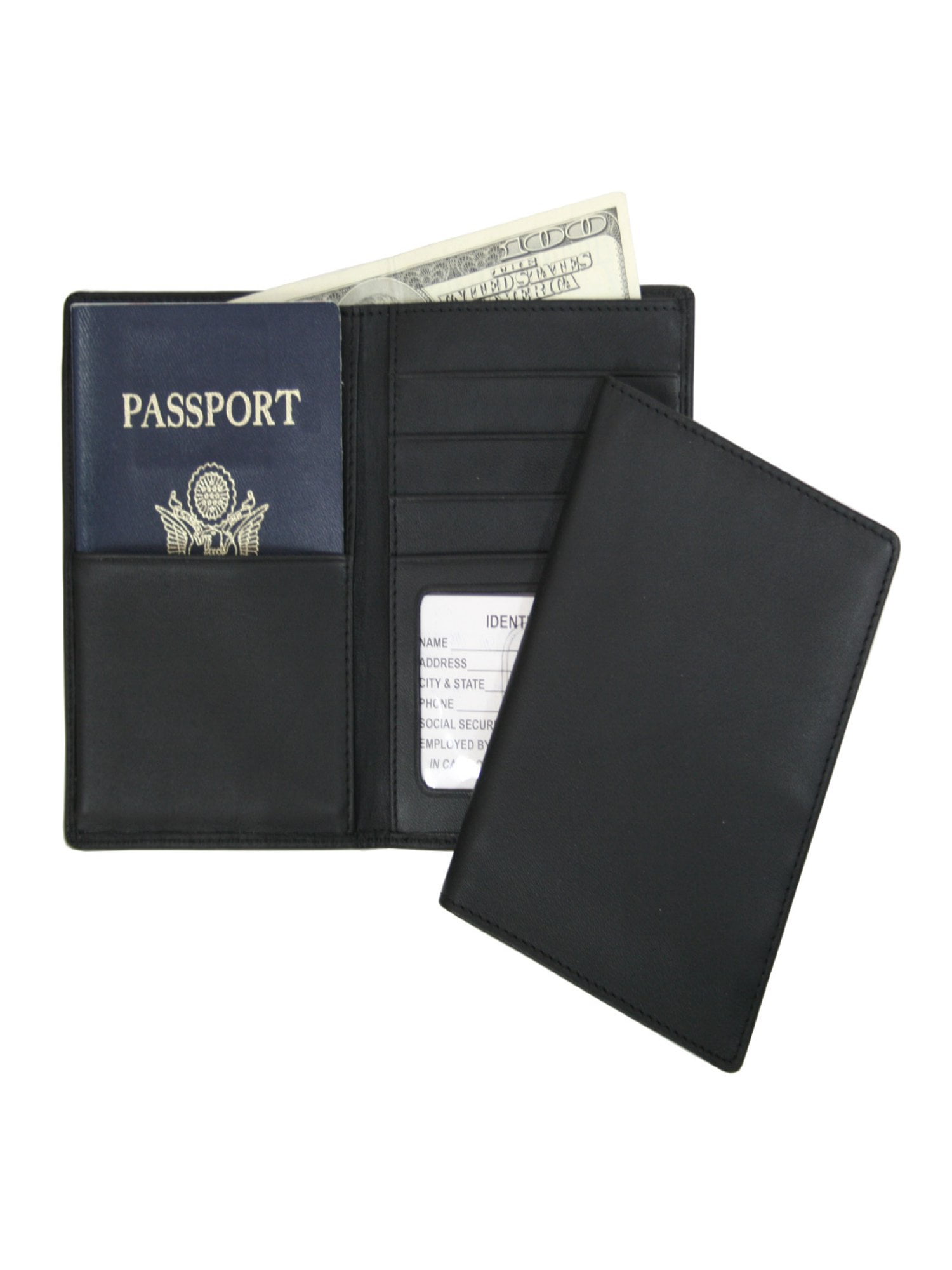 Royce Leather RFID Blocking Passport Currency Wallet Black