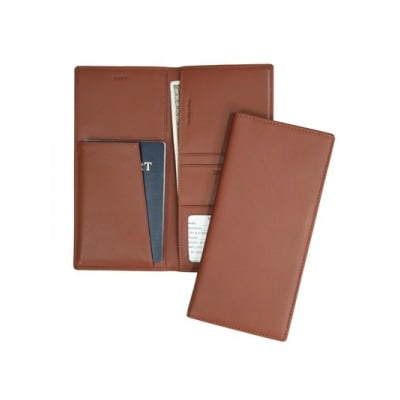 Royce Leather RFID Blocking Passport Ticket Organizer in Leather, Tan, One Size