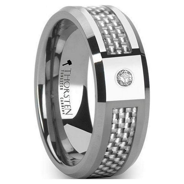 Thorsten ROYCE Tungsten Wedding Band White Carbon Fiber Diamond Setting - 8mm Thorsten ROYCE Tungsten Wedding Band White Carbon Fiber Diamond Setting - 8mm