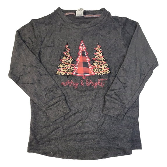 Royce Women's Crew Neck Split Hemline Holiday Christmas Soft Cuddle Knit Top (Charcoal Grey, L)