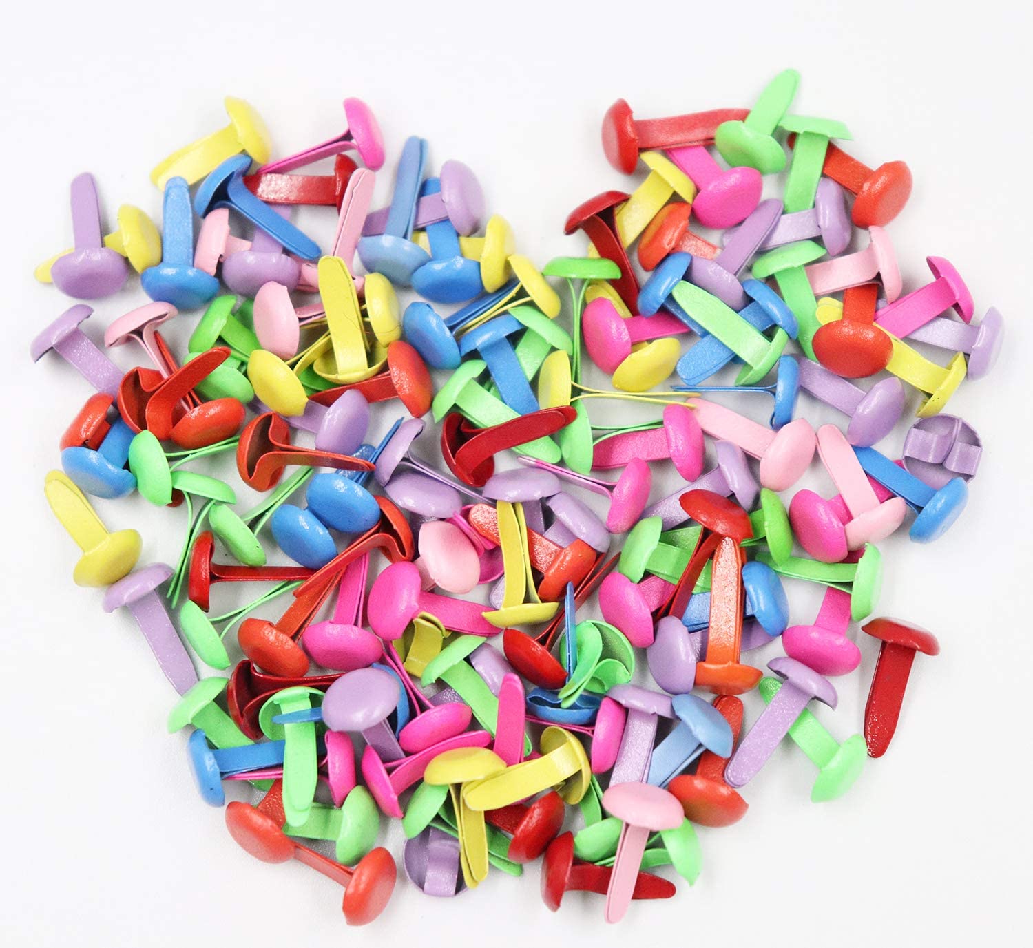 Colorful Metal Paper Fasteners 100 Piece Craft Brads - 8mm Round Paper ...
