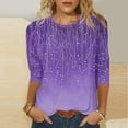 thumbnail image 1 of Royisotas 3/4 Sleeve Tops for Women Plus Size Print Casual Purple Summer Women Shirts Crew Neck Fashion Loose Fit T-Shirts, 1 of 5