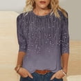 thumbnail image 1 of Royisotas 3/4 Sleeve Women's Plus Size Tops Print Summer Casual Gray Shirts Loose Fit Fashion Crew Neck Womens T Shirts, 1 of 5