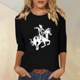 thumbnail image 1 of Royisotas 3/4 Sleeve Womens Tops Western Style Printed Casual Black Summer TShirts Crew Neck Loose Comfortable Shirts Plus Size, 1 of 4
