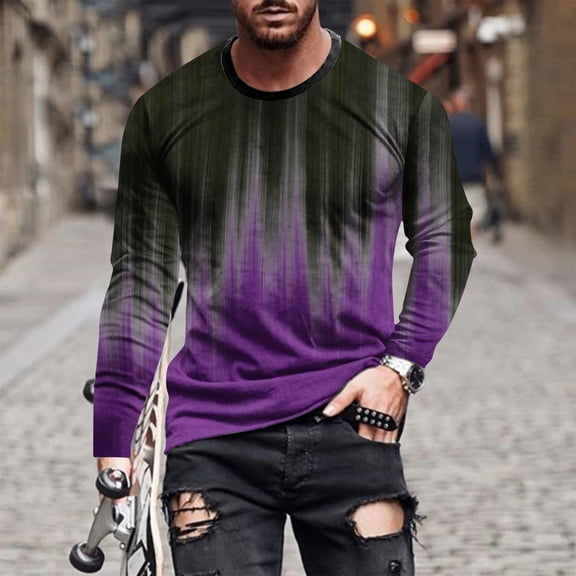 Royisotas Big and Tall T Shirts for Men Casual Long Sleeve Tops Pullover Loose Fit Fashion Mens Shirts Loose Fit