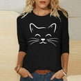 thumbnail image 1 of Royisotas Black Tops Women 3/4 Sleeve Casual Summer Shirts for Women Print Crew Neck Tshirts for Women, 1 of 4