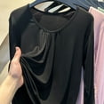 thumbnail image 1 of Royisotas Black Womens Plus Size Tops Cotton Casual Fall and Winter Long Sleeve Womens Plus Size Blouses Base Layer Crew Neck Solid Color Tshirts, 1 of 4