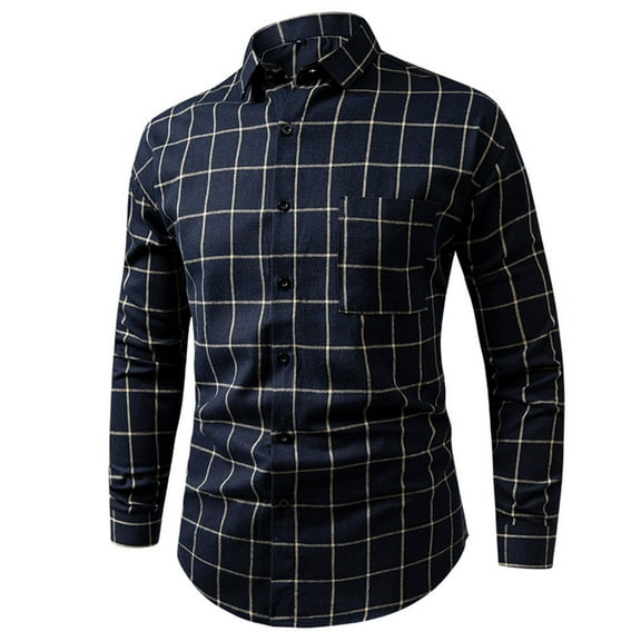 Royisotas Button Down Shirts for Men Casual Shirt Flannel Work Long Sleeve Plaid Mens Tops