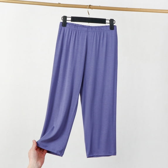 Royisotas Capri Pajama Pants for Women Plus Size Soft Lounge Sleep Pants Elastic Waist Comfy Ladies Loose Pj Bottoms