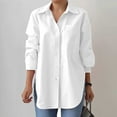 thumbnail image 1 of Royisotas Casual Plus Size Tops for Women Long Sleeve Side Slit Fall and Winter Women's Button Down Shirts Pocket Collared White Button up Shirts, 1 of 6