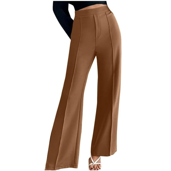Royisotas Casual Plus Size Womens Pants Trousers Wide Leg High Waist Fall Flat Front Pants Stretch