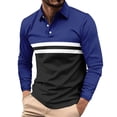 thumbnail image 1 of Royisotas Casual Shirts for Men Big and Tall Shirt Long Sleeve Polo Striped Mens Tops, 1 of 7