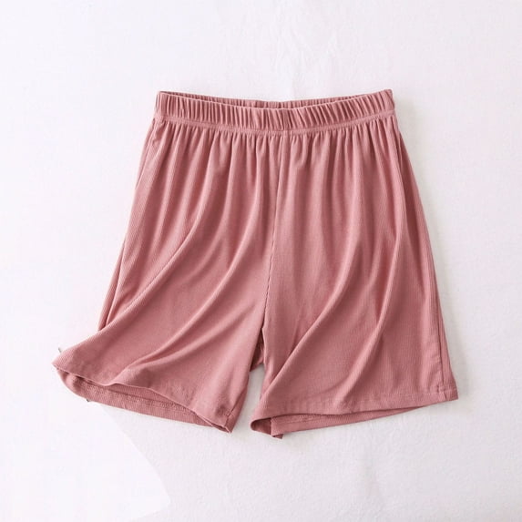 Royisotas Casual Shorts Women Oversized Elastic Waist Summer Flat Front Shorts Loose Pajamas Solid Color Women Shorts Plus
