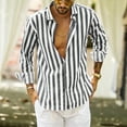 thumbnail image 1 of Royisotas Casual T Shirts for Men Big and Tall Tops Striped Button Down Long Sleeve Crewneck Fashion Mens Shirts Lightweight, 1 of 8