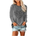 thumbnail image 1 of Royisotas Casual Tops for Women Heart Print Gray Long Sleeve Winter Plus Size for Women Shirts Tunic Loose Fit Crew Neck Tshirt, 1 of 6