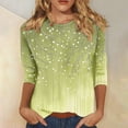 thumbnail image 1 of Royisotas Casual Tops for Women Plus Size Summer Yellow Three Quarter Sleeve Print Shirts Loose Crew Neck Womens Tshirt, 1 of 5