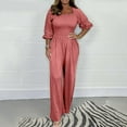 thumbnail image 1 of Royisotas Casual Long Sleeve Dressy Fall and Winter Pleated Women Jumpsuit Elastic Straight-Leg Loose Pants Rompers, 1 of 5