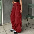 thumbnail image 1 of Royisotas Casual Women's Pants Cotton Wide Leg Summer Cargo Pants Bandage Elastic Waist, 1 of 5