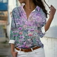 thumbnail image 1 of Royisotas Womens Plus Tops Long Sleeve Casual Fall Lapel Womens Button Down Blouses and Tops Purple Floral Graphic Collared Button up Shirts, 1 of 5